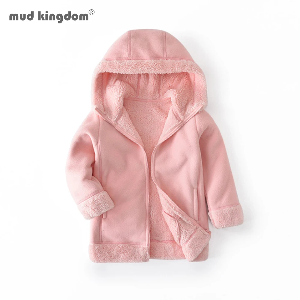 

Mudkingdom Kids Jackets Hooded Solid Fleece Children Outerwear Coats Thicken Warm Casual Boys-Girls Winter Clothes