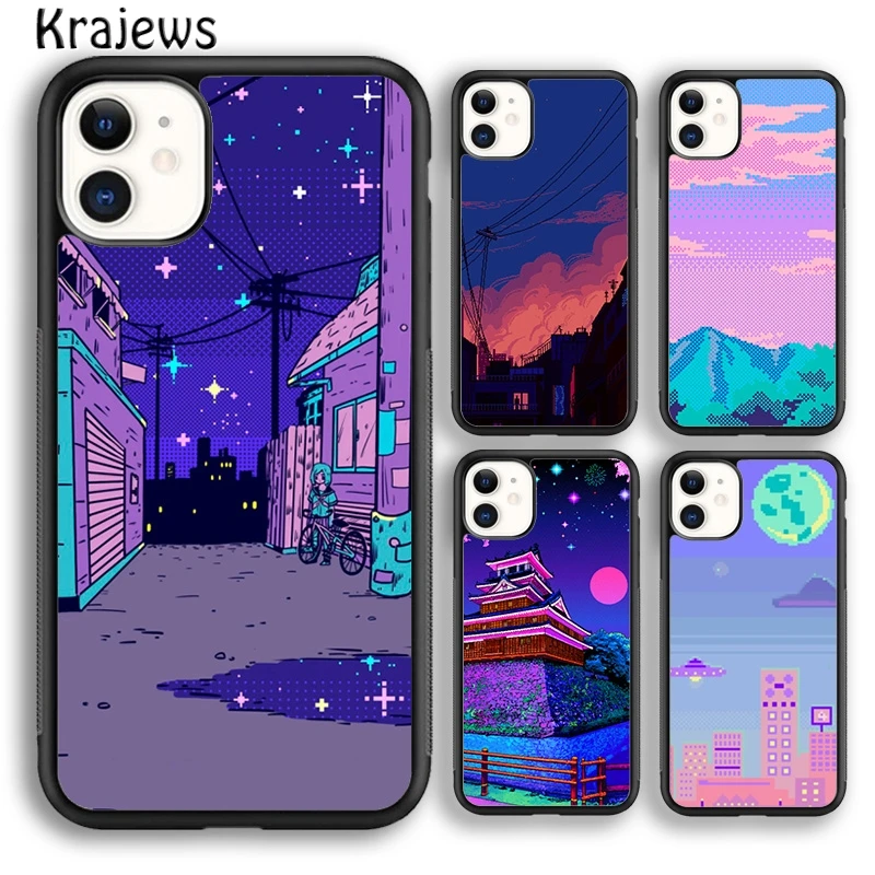 Krajews ART PIXEL AESTHETIC INDIE GEEK Soft Phone Case Cover For iPhone 5 SE 6s 7 8 plus X XR XS 11 12 13 pro max Samsung S9 S10 | Мобильные