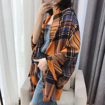

Women's cotton and linen scarf beach shawl spring summer autumn scarf plaid size beach shawl scarf for women