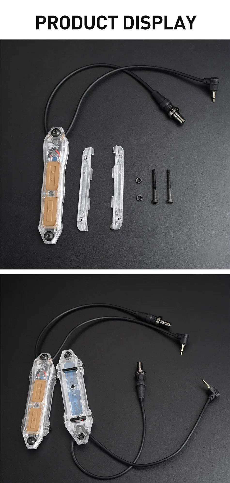 Interruptor de Pressão Wadsn Tático Lanterna Perspectiva Remoto Botão Duplo Apto 20mm Ferroviário Caça Arma Luz Acessórios Peq 7 Luzes de armas
