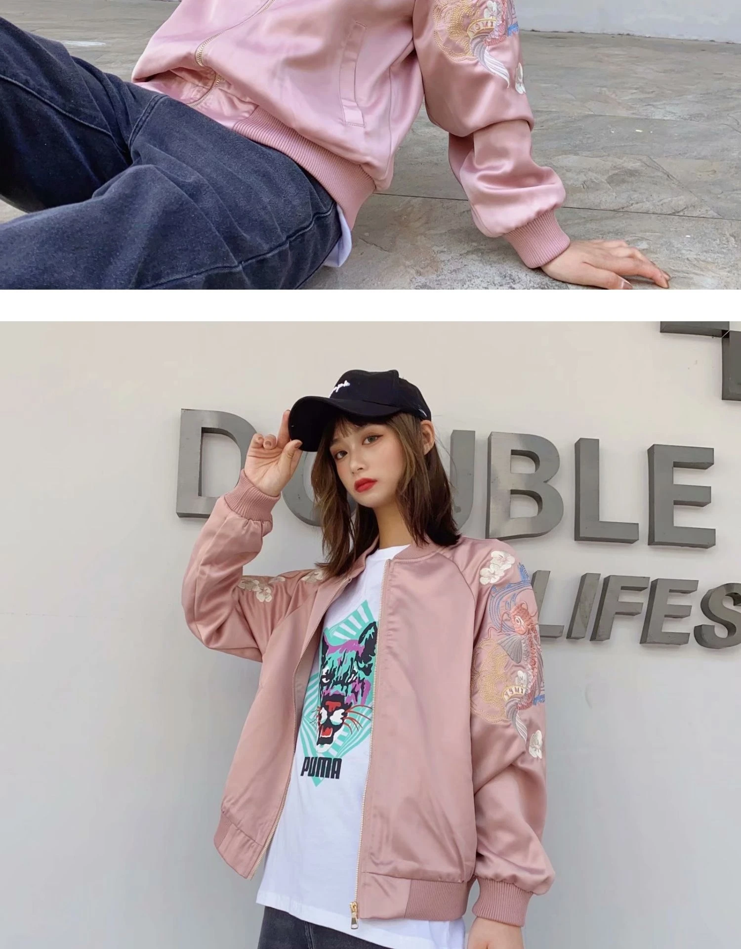 Cabolsa para Mulher Primavera e Outono Uniforme de Beisebol Ins na Moda Yokosuka Carpa Bordado Estilo Coreano Solto bf Jaqueta Estudante Topo 4 Jaquetas básicas