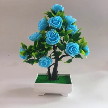 

Artificial Rose Flower Plant In Pot Fake Bonsai Tabletop Potted Plant Fake Wedding Birthday Party Favors Decorations