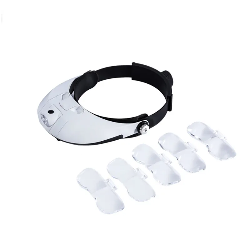 

LED Detachable Headband Illuminated Magnifier Head-mounted Replaceable Lens Eye Magnifying Glasses Loupe At A Loss