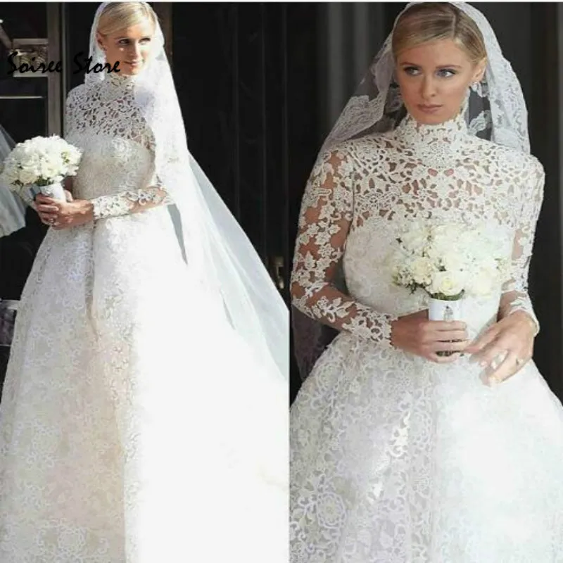 Prinses Land Trouwjurken Full Lace Moslim Islamitische Wedding Dress Hoge Hals Celerbity Bruidsjurken 2019 Voorzien Prinses Land Trouwjurken Full Lace Moslim Islamitische Wedding Dress Hoge Hals Celerbity Bruidsjurken 2019 Voorzien