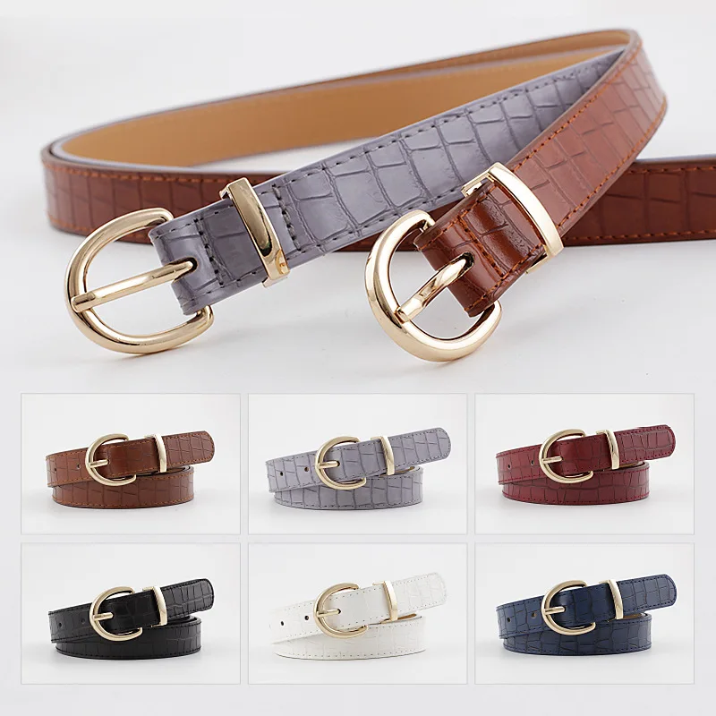 

Crocodile Skin Print Belts For Women Gold Square Pin Buckle Waistband PU Leather Belt Women Snake Pattern Dress Jeans Belt