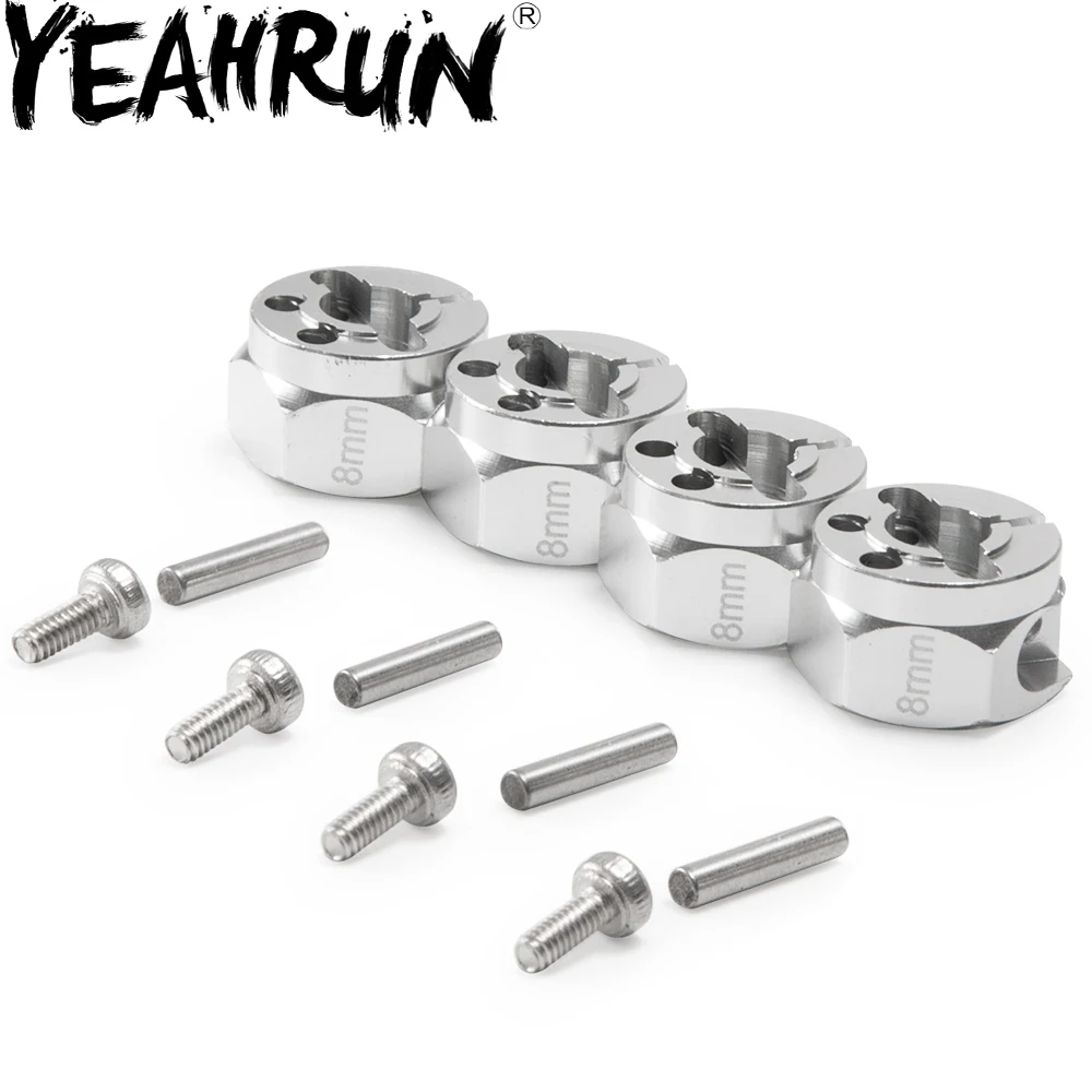 

YEAHRUN Aluminum 8mm Hexagon Adapter Wheels Hubs Mount Combiner with Stainless Steel Screw Needle for SCX10 1/10 Rc car
