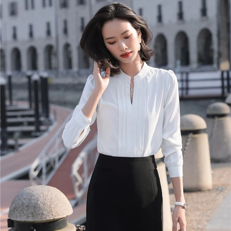 Blusas blancas de manga larga para uniforme de oficina, de trabajo, estilos OL|Blusas y camisas| - AliExpress