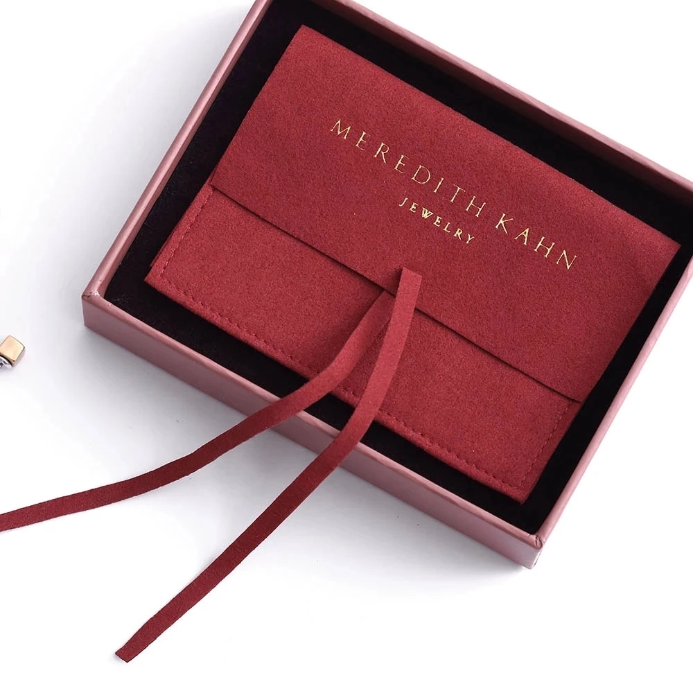 50pcs Personalized Text Logo microfiber Business Jewelry envelope pouches chic small packaging Earrings Bags for Necklace