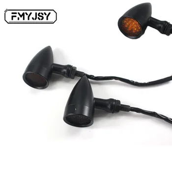 

1pair Motorcycle aluminium Retro Bullet LED Turn Signal lamp Brake Light Mesh Lens For Harley Chopper Bobber Yamaha Honda