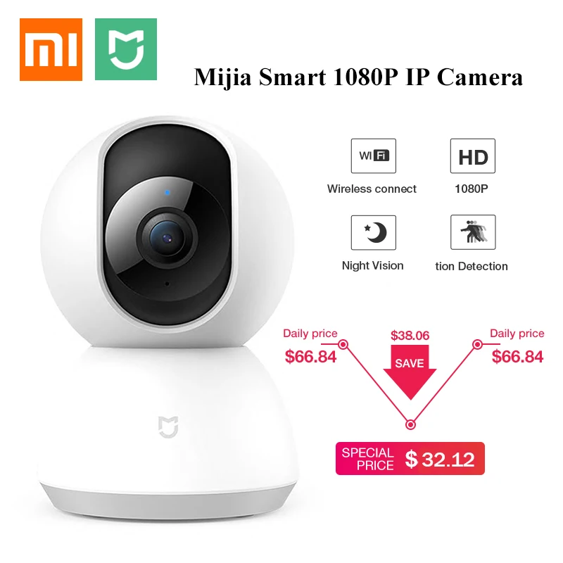 Café Energizar estar impresionado Xiaomi Mijia-cámara de seguridad Ip para el hogar, dispositivo de  videovigilancia inteligente con visión nocturna, WiFi, ángulo de 360,  1080P, CCTV, versión Pan-tilt - AliExpress Seguridad y protección