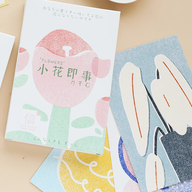 귀여운 꽃 시리즈 엽서, DIY 손으로 그린 식물 인사 카드, 메시지 카드, 저널 장식, 30 개/세트
