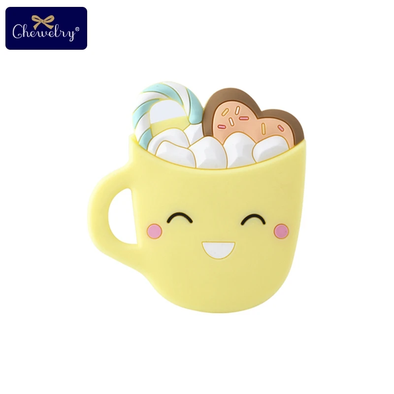 Candy Yellow 1 шт., детский силиконовый Прорезыватель для зубов, грызунов, силиконовая чашка, зубная подвеска, сделай сам, для соски, цепочка для кормления, ожерелье, браслет, детские товары, игрушки - Цвет: Candy Yellow