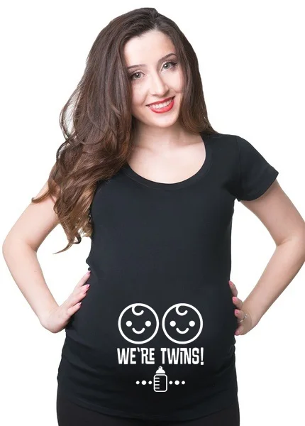 2021 Funny Maternity T-shirt Cute Comfortable Pregnancy T-shirt Twins Pregnancy T-shirt Summer Short Sleeve Tee Shirts Drop Ship 3