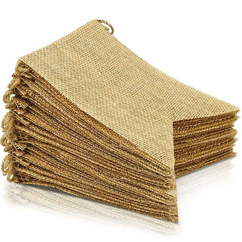 15xRustic джутовый Hessian Мешковина линия овсянка флаг потертый шик Свадебный декор-Баннер Висячие ласточкин хвост флаги День Рождения Декор