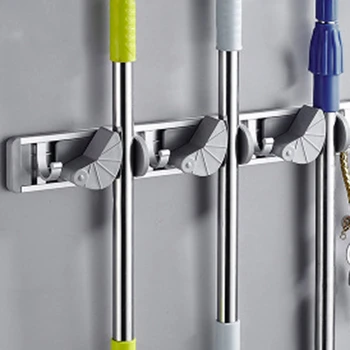 

Mop Broom Holder Wall Mount Metal Pantry Organization and Storage Garden Kitchen Tool Organizer Wall Hanger
