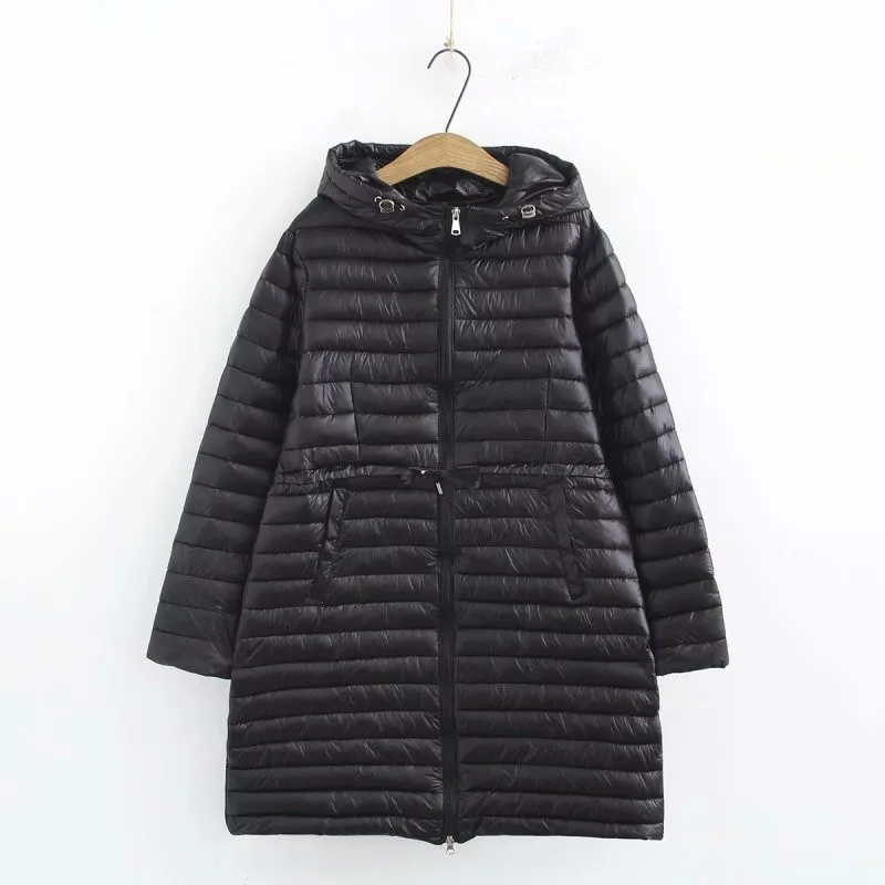 plus-size-winter-padded-jacket-for-women-long-sleeve-mid-length-thin-horizontal-stitches-thick-cotton-interlayer-large-size-coat