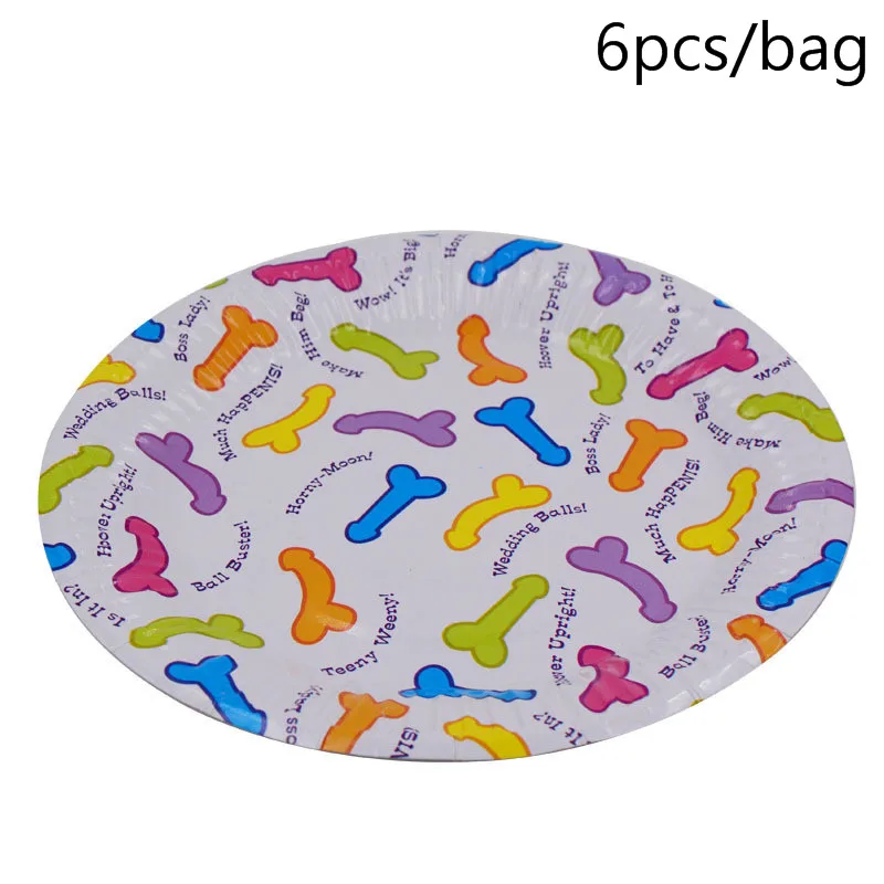 6pcs 7inch plate Одноразовая посуда Забавный пенис бумажные салфетки тарелки чашки невесты, чтобы быть Свадебные украшения курица вечерние для взрослых Bachelor вечерние принадлежности - Цвет: 6pcs 7inch plate