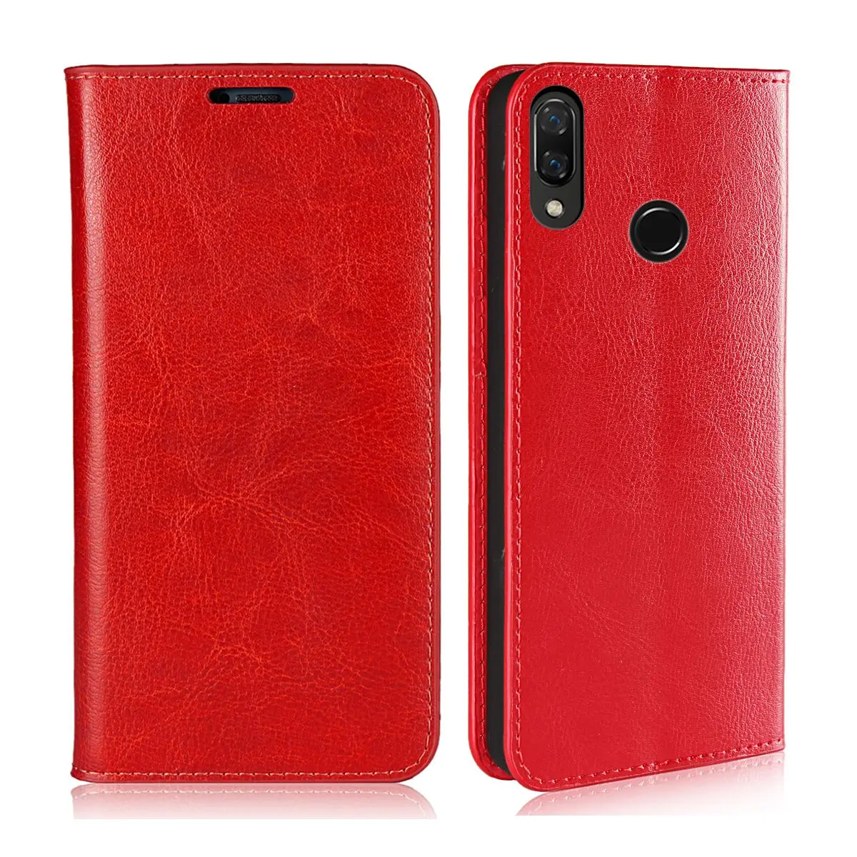 Красный Для Xiaomi Redmi Note 7 mi 9 9SE K20 Pro 7A Crazy Horse зернистый чехол из натуральной кожи многофункциональный пылезащитный чехол для мобильного телефона - Цвет: Красный