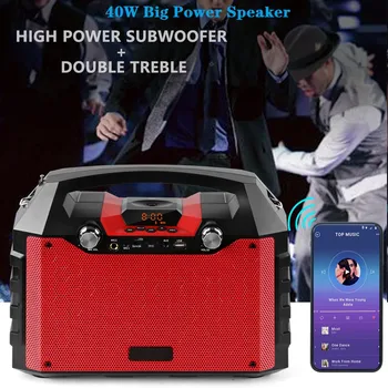 

Wireless Outdoor Big Power Speakers Soundbox Bluetooth Speaker 40W Portable with Remote Control Support FM Radio MIC TF AUX USB