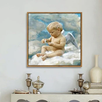 

5D Diamond Painting By Numbers Full Square Angel Baby Boy Cross Stitch Diamond Mosaic Kits Art Pictures Home Decor For Adult