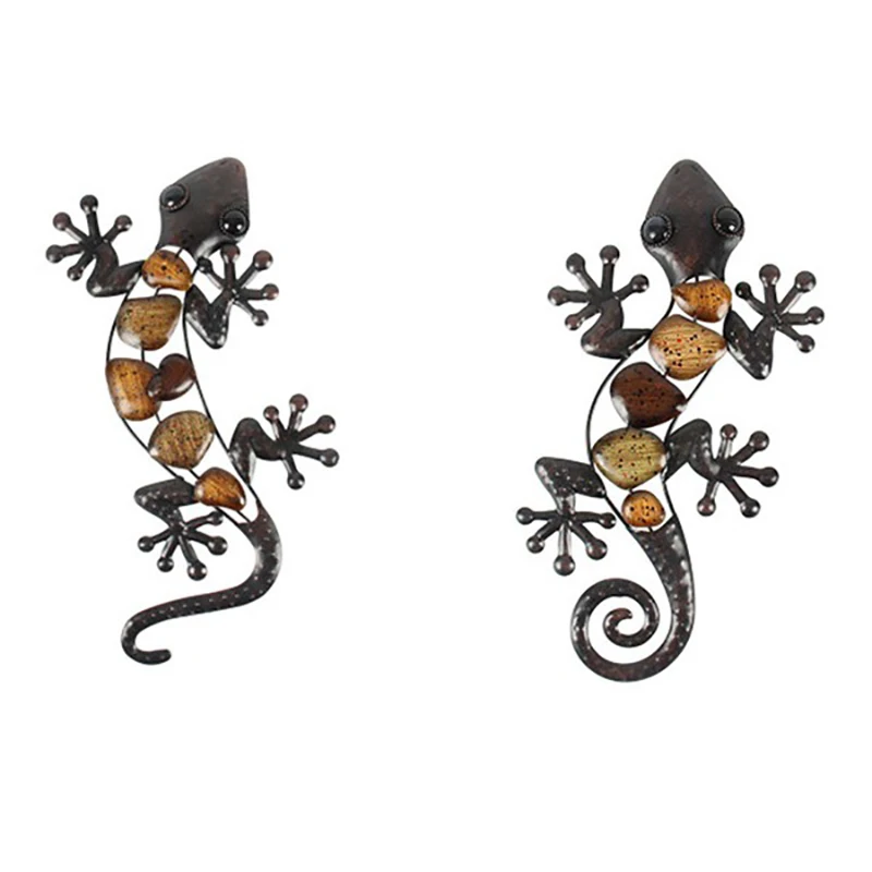 2Pcs Home Decor Metal Gecko Wall for Garden Decoration Outdoor Statues Accessories Sculptures and Animals Jardin 2Pcs Home Decor Metal Gecko Wall for Garden Decoration Outdoor Statues Accessories Sculptures and Animals Jardin
