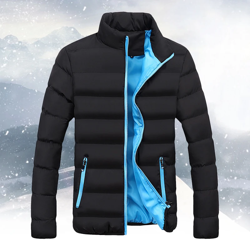 Мужская зимняя куртка большого размера, Сверхлегкий пуховик, повседневная верхняя одежда, теплое Брендовое пальто, парки - Цвет: Синий