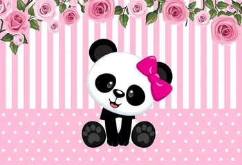 

Lovely Baby Panda flowers pink white Photography Backdrop Baby Shower Kids Birthday Party Photo Background Photo Booth Props