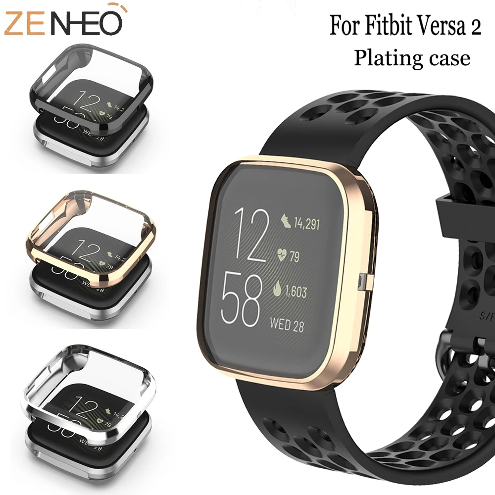 

Plating Cover For Fitbit Versa 2 Band Case360 Degree Protection for Fitbit Versa/Versa2 Watch Accessories Screen Protective Case