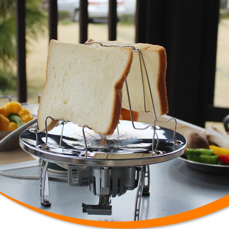 

Outdoor Camping travel Stainless Steel Toast Rack 4 Chip Toast Bread Plate Camping Picnic BBQ Grill Foldable tray