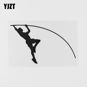 

YJZT 14.8CMX9.3CM Waterproof Pole Vaulter Decal Gym Vinyl Car Sticker Black/Silver 8A-0838
