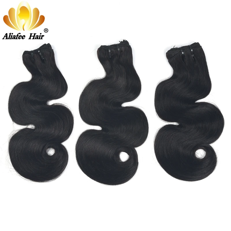 

Aliafee Super Double Drawn Human Hair Body Wave Hair Brazilian Remy Hair 1/3/4 Bundles Deal Hair Weave Extensions Natural Color