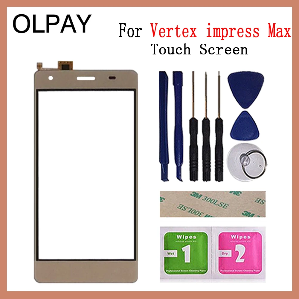 Gold With Tools OLPAY сенсорный экран для мобильного телефона 5,0 ''дюймов для Vertex impress Max Переднее стекло сенсорный экран Сенсорная панель запасные части - Цвет: Gold With Tools