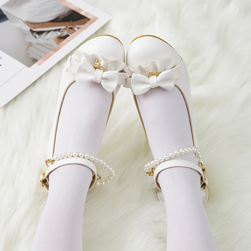 Милые туфли для девочек в японском стиле Лолиты с кружевным бантом на толстом каблуке; милые туфли для девочек в стиле Лолиты для костюмированной вечеринки принцессы Виктории