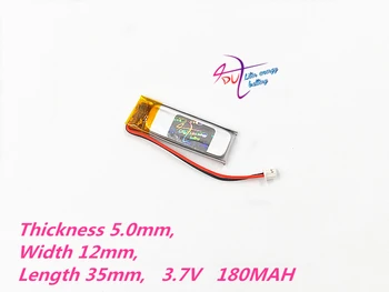 

10 x 501235 3.7V 180mAh LiPo Battery JST ZH 1.5mm 2 pin connector Lithium Polymer Rechargeable For Mp3 bluetooth GPS PSP headset