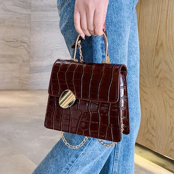 

Mododiino Crocodile Pattern Mini Handbag Chains Shoulder Bag Luxury Women Bags Lock Female Bag Leather Crossbody Bags DNV1398