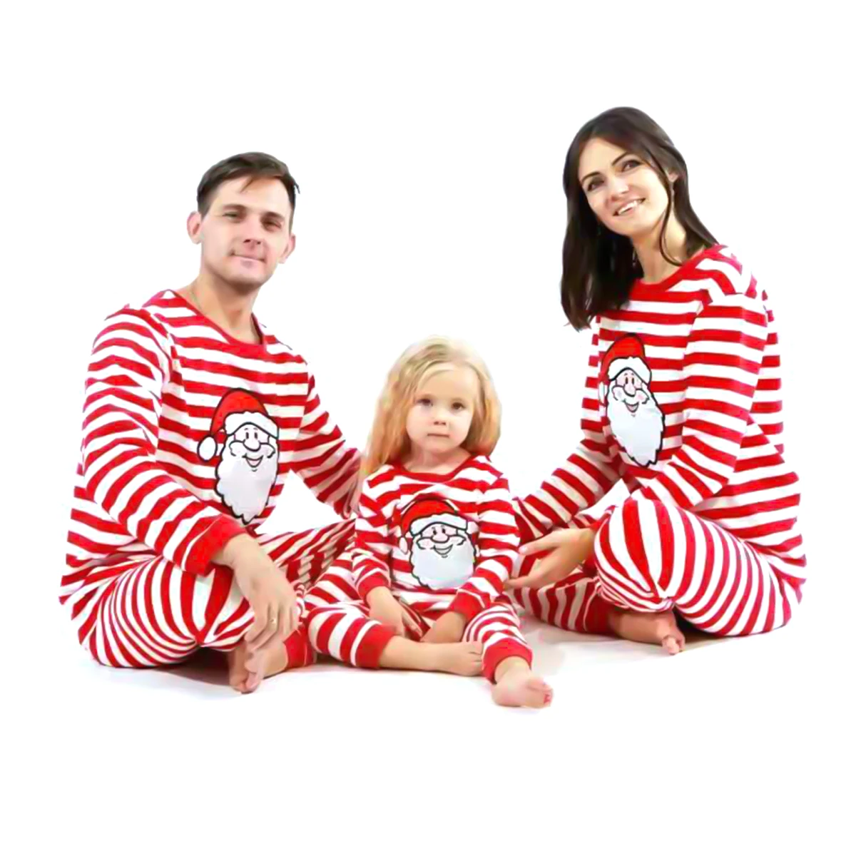 От 2 до 8 лет пижамный комплект в полоску на Рождество; Новинка года; одежда для сна для маленьких девочек и мальчиков; комплект одежды с милым принтом Санта-Клауса