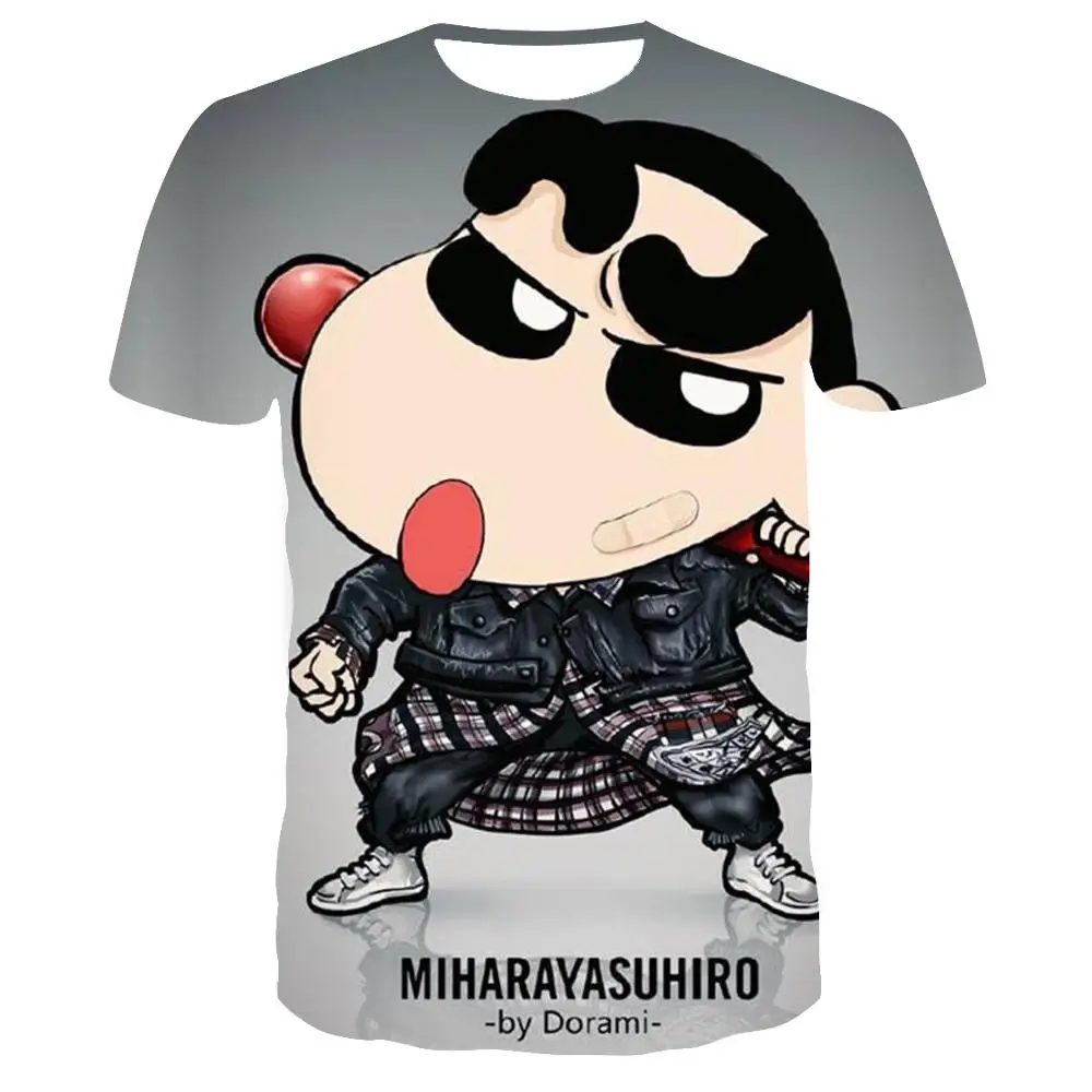 Модная Летняя мужская футболка 3D с принтом Аниме Crayon Shinchan Повседневная коротким