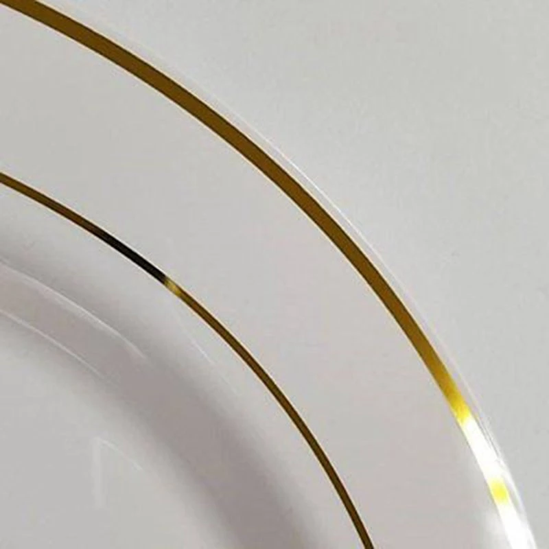 Золотые одноразовые тарелки-десерт/тарелка для закусок с золотым ободком Настоящий Китай для свадьбы, вечеринки, питания, дня рождения