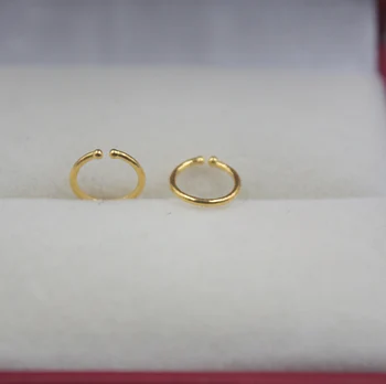 

Arrival Pure Au750 24K Yellow Gold Earring Women Circle Smooth Open Small Hoop Earrings (Very Small)