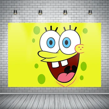 

Spongebob SquarePants Theme Party Background Yellow Smiling Face Full Picture Children's Birthday Party Shooting Background