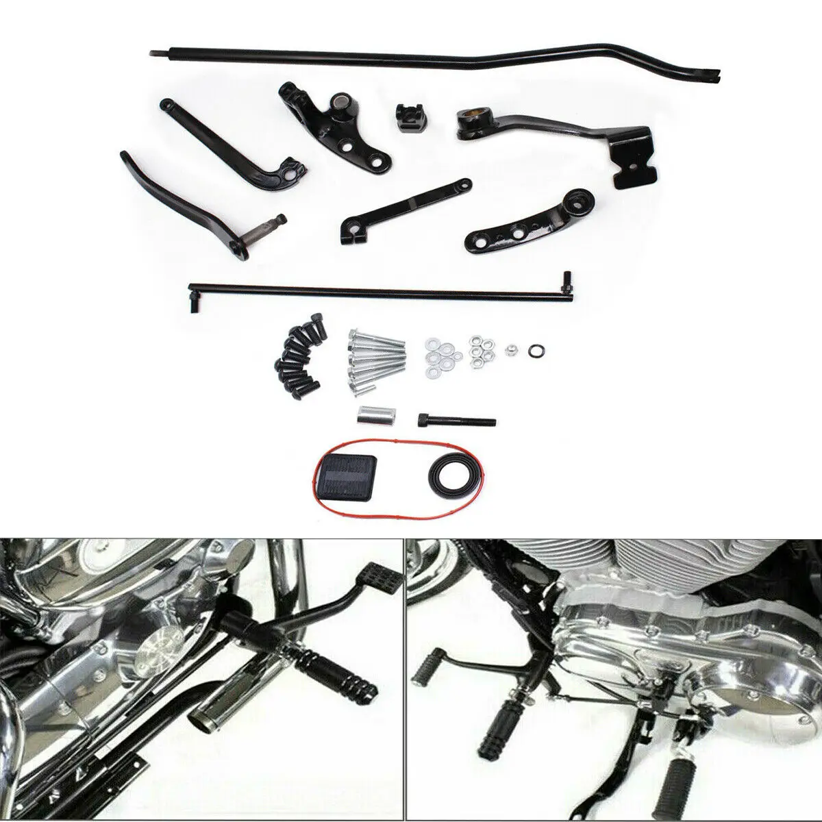Motorcycle Black Forward Controls Footpeg Complete Kit Levers Linkages