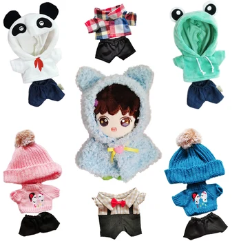20cm Baby Doll Outfit Plush Doll's Clothes Lovely Hoodie Stuffed Toy Dolls Accessories for Korea Kpop EXO Idol Dolls 1
