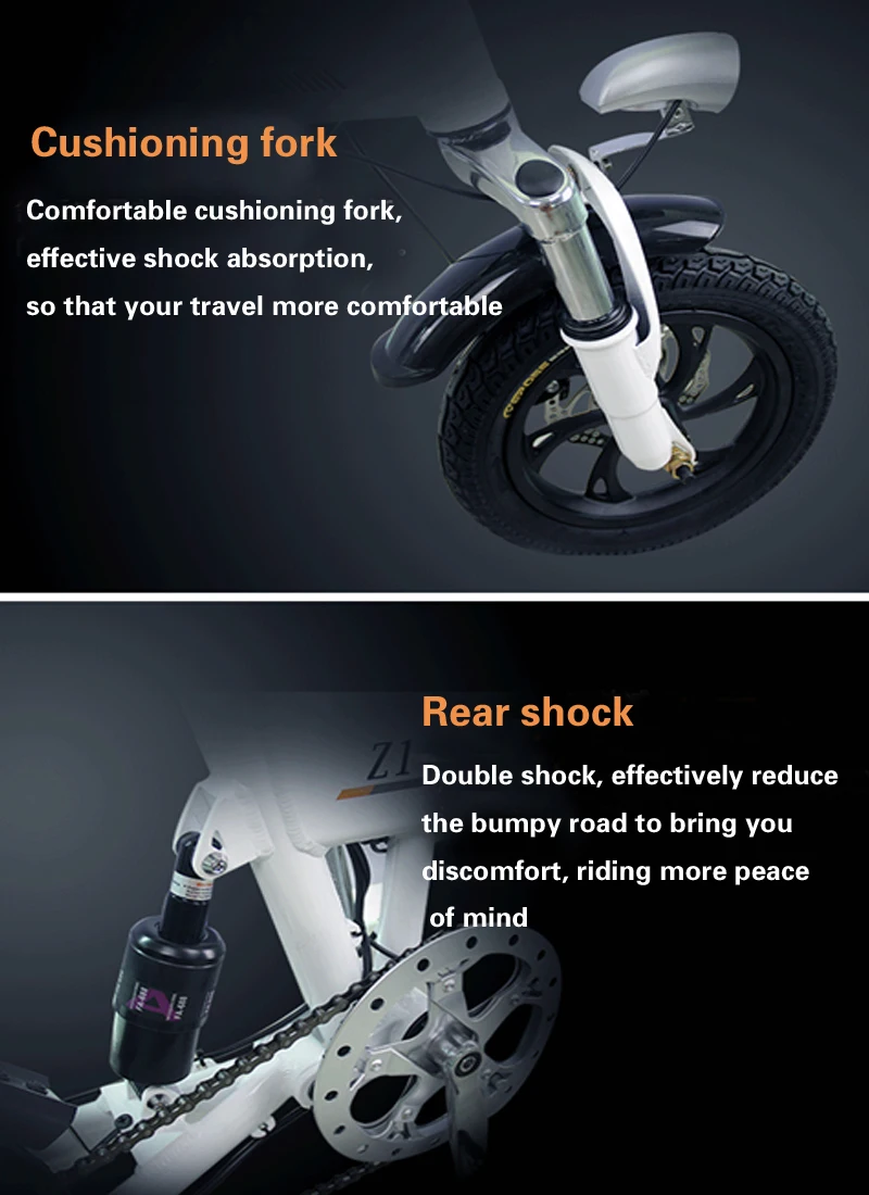 Clearance Folding Electric Scooter Mini Two Wheels Electric Bicycle 14 Inch 250W White/Black Portable Fpldable Electric Bicycle Bike 13