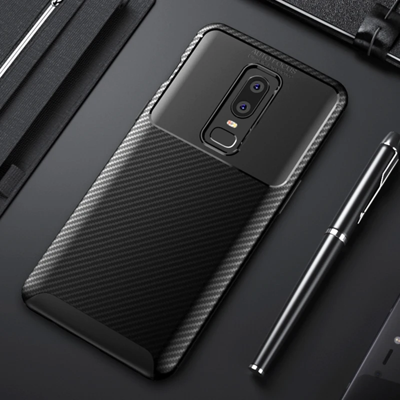 cheap For OnePlus 6 6T Case Soft Silicon TPU Cover Carbon Fiber Shockproof Phone Fundas For One Plus 6 6T Armor Protective Coque Capa