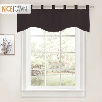 

NICETOWN Blackout Scalloped Valances Curtain Tab Top Short Natural Window Treatment for Bathroom Kitchen Window Living Room