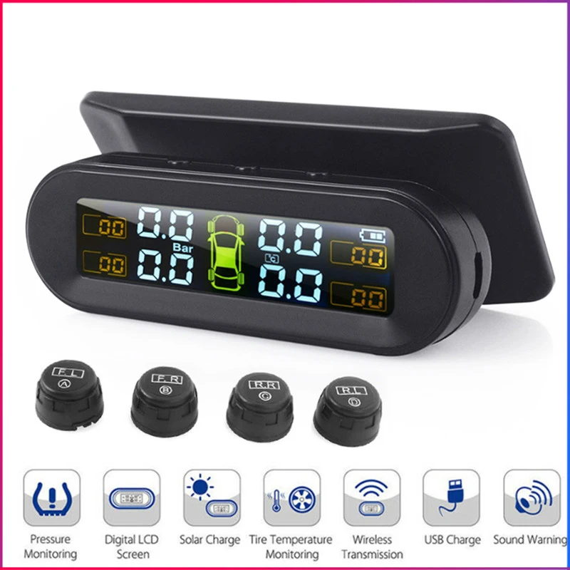 Универсальный USB беспроводной TPMS сигнализация давления в шинах внешний датчик черный цвет Tmps датчик анти-взрыв Автомобильная электроника