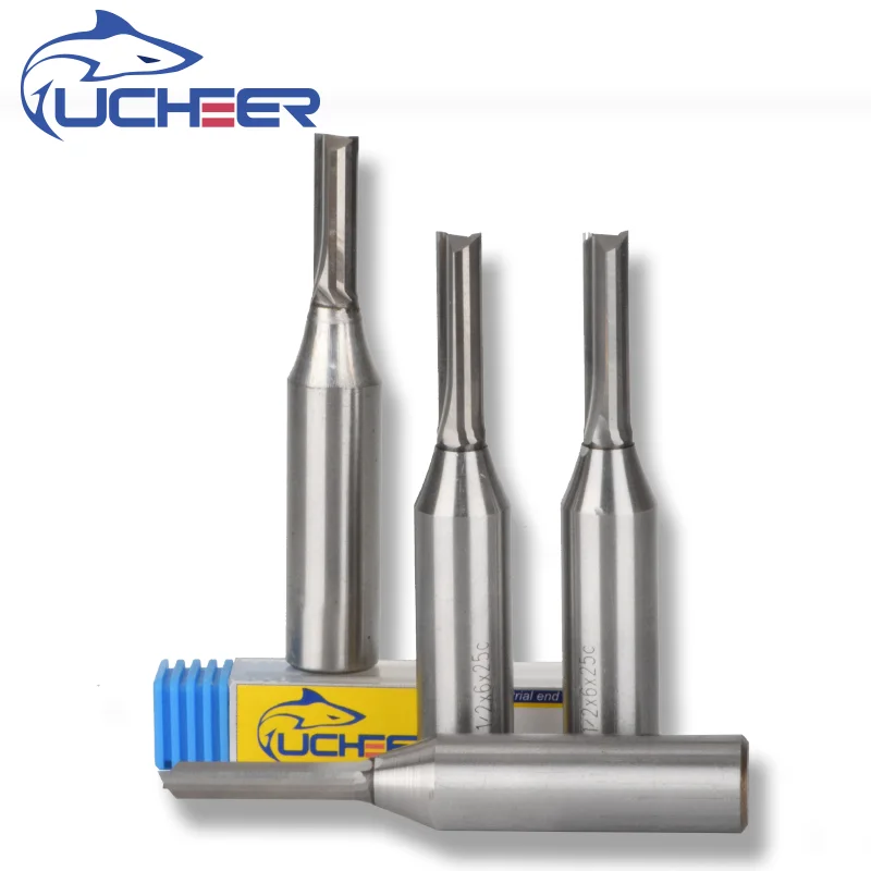 UCHEER 1 шт. 5-6 мм TCT 2 края прямой фрезерный долбежный резак обрезная деревообрабатывающая головка Гонг Концевая мельница станок