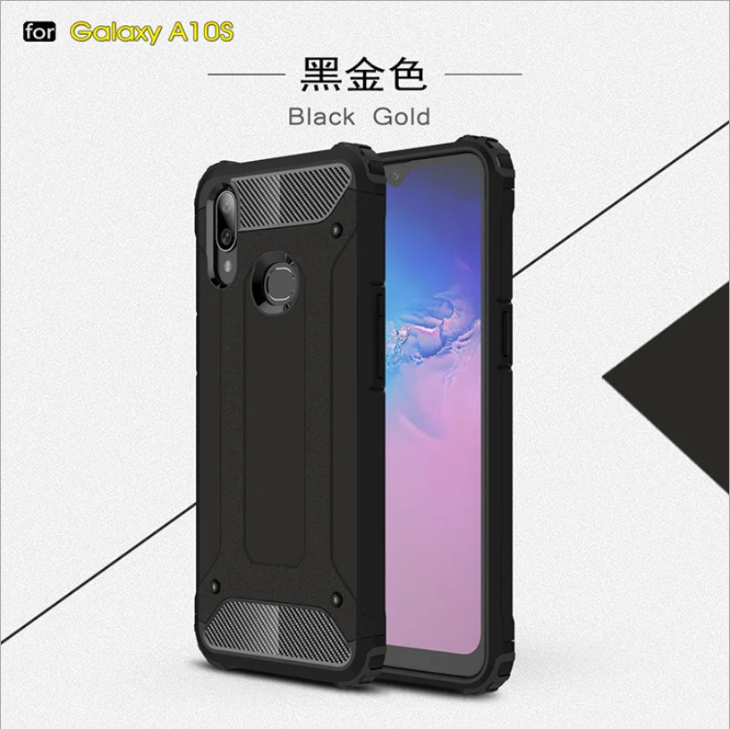Золотой Стальной плюс два в одном противоударный чехол для телефона для samsung galaxy A50 A70 A40 A20 Note 8 9 10 S8 S9 S10 Plus - Цвет: Черный