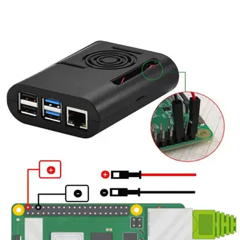 

ABS Plastic Case Protective Cover Shell Enclosure with Cooling Fan for Raspberry Pi 4 Model B Kit Accessories