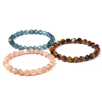 

Women & Men Bracelets Natural Healing Energy Faceted Sunstone Bracelet Women Elastic Stone Beads Bangle Handmade Jewelry Pulsera